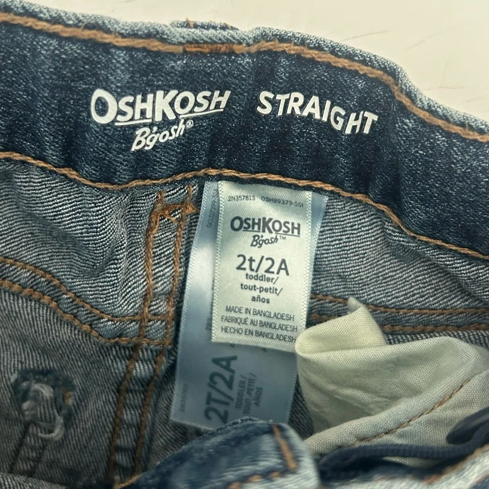 OshKosh B'gosh Boys 2T Dark Blue Kids Toddler Straight Jeans Adjustable Waist